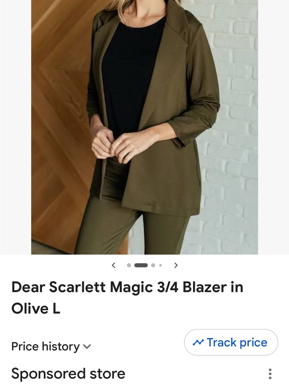 Scarlett Olive Open-Front 3/4 Sleeve Blazer